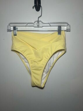 Victoria’s Secret PINK Yellow High Waisted Bikini Bottom Size S Ruched V Waist